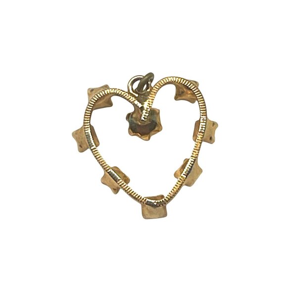 Heart-Shaped Gold Pendant With Multi-Color Stones & Pearl Accent - Picture 3 of 5